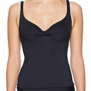 BLEU Rod Beattie Womens Over The Shoulder Twist Tankini Top, Black, 14